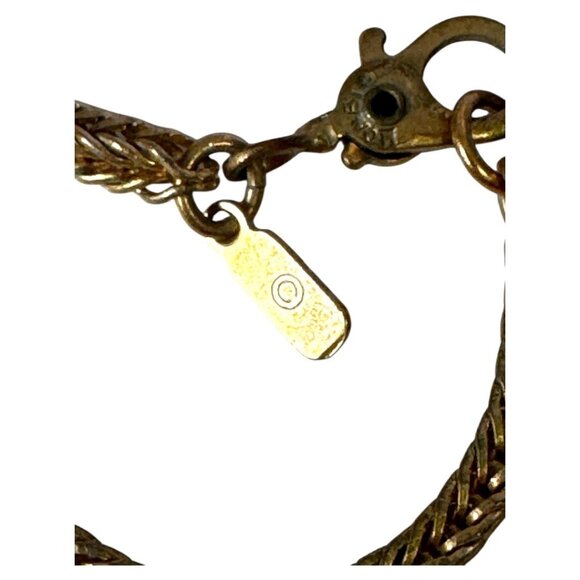 VINTAGE MONET GOLD TONE SLIDE NECKLACE with TASSEL LIKE ENDINGS - Picture 4 of 6